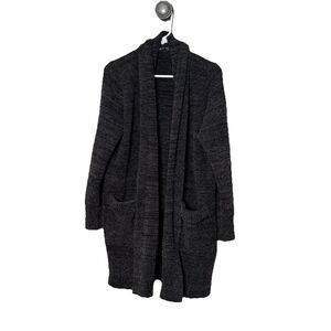 Barefoot Dreams Cozy Chic Long Cardigan Black Gray Brown Size L Duster Sweater